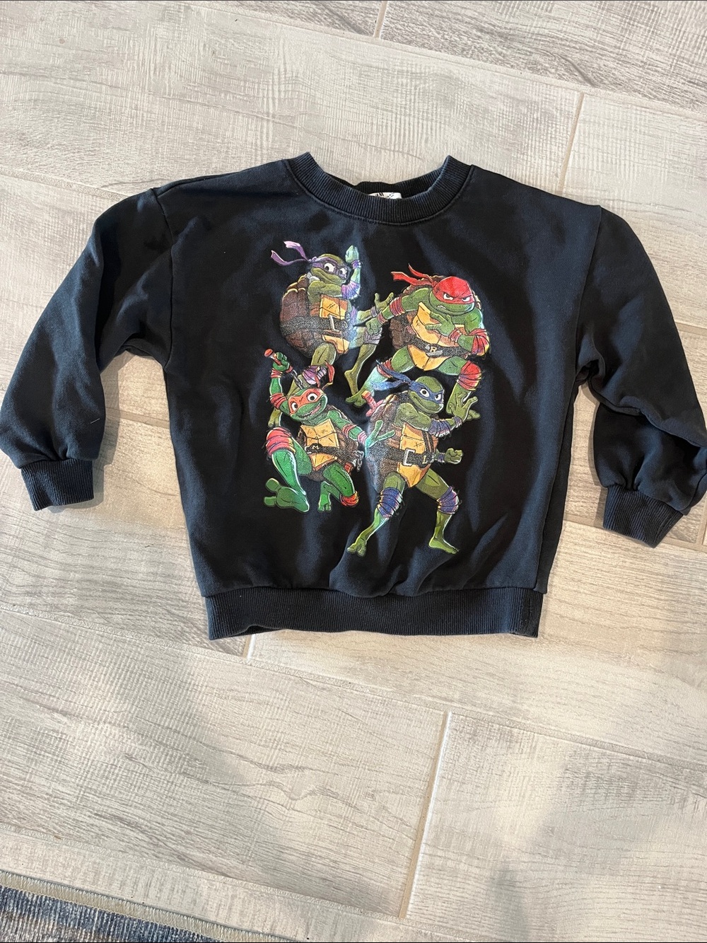 H&M Black Teenage Mutant Ninja Turtles Graphic Sweatshirt with Colorful Accents